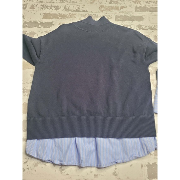 Talbots Petite Navy Sweater Striped Blue Shirt Women's Petite Medium - Picture 2 of 5